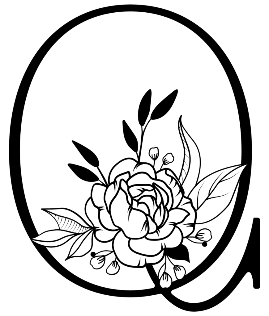 Floral alphabet Q
